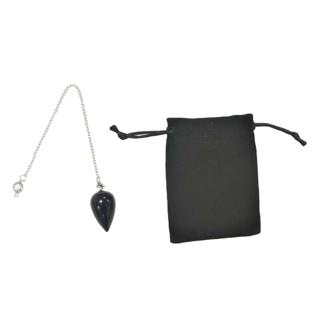Divination Pendulum with Water Drop Obsidian Dowsing Pendulum Natural Stone Pendulum Vintage Crystal Pendulum for Radiesthesia Pendulum Chakra Reiki Divination (Obsidian)