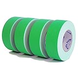 4 Rolls Premium Professional Grade Gaffer Tape 4 Pack - 2 Inch X 50 Yards - Fluorescent / Neon Green Color - 4 Rolls per Case