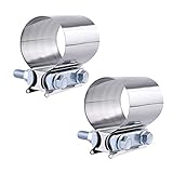 Luluxing 2Pcs Butt Joint Exhaust Band Clamp