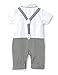 HeMa Island HMD Baby Boy Gentleman Bowtie Tuxedo Onesie Jumpsuit Overall Romper with Hat （0-18M） (Grey, 80(6-9 Month))