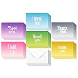 48 Assorted Pack Thank You Note Cards Bulk Box Set - Blank on the Inside - 6 Colorful Ombre - Includes 48 Greeting Cards and Envelopes - 4 x 6 Inches