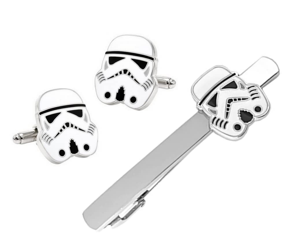 Goodygold Star Wars Stormtrooper Cufflinks tie Clip Set Starwars Costume Accessories Tie Pin Bar Cufflinks