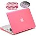 LENTION Hard Case for MacBook Pro (13-inch, Late 2008 to Mid 2012) - Model A1278, with Keyboard Cover and Port Plugs, Matte Finish Case with Rubber Feet (Frost Pink)