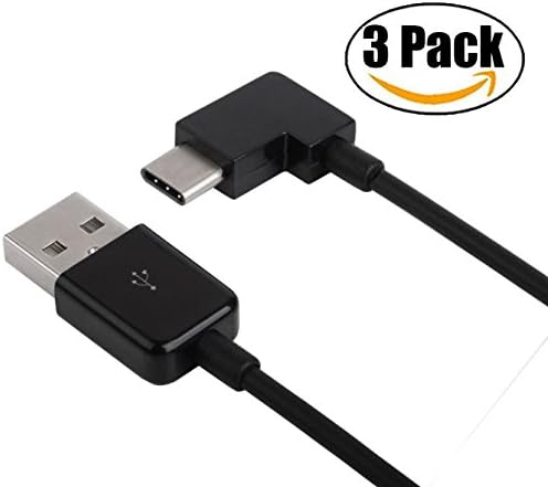 3 Pack Short USB-C Charger Pocket Cable 90 Degree Connect Power Bank External Batteries, Never Bent Right Angled USB to Type C Travel Sync Data Cord for Galaxy S8, Motorola Droid Z Series, Note 8(8in)