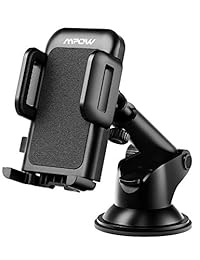 Soporte para teléfono Mpow para coche, almohadilla de gel adherente fuerte y lavable, con montaje para teléfono de coche con tablero de mando diseño con un toque para iPhone 7 7plus 6S 6Plus 5s, Galaxy S5 S6 S7 S8,  Nexus, LG, Huawei y más, Negro