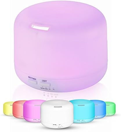 2017 Updated oil diffuser essential oils, 300ml Ultrasonic Cool Mist aroma diffuser With Three Safety Protection System/Up to 11 Hour/2 Mist Mode/7 Color Led/12V White