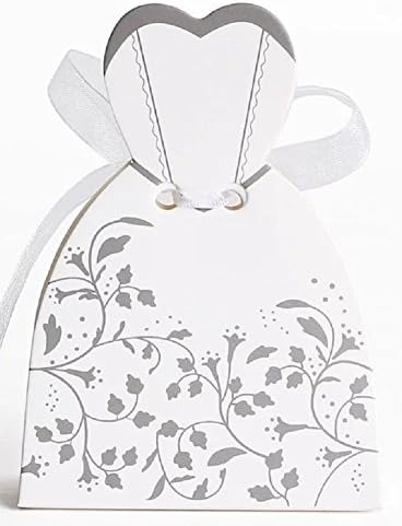10pc Set of Bride Wedding Party Favor Boxes - White Dress Bridal Candy Gift Guests Bachelorette Shower Rehearsal Anniversary