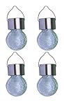 Byinwin 4 Pack Outdoor LED Solar Lights Crackle Glass Hanging Light Solar Powered 7 Colors Changing
