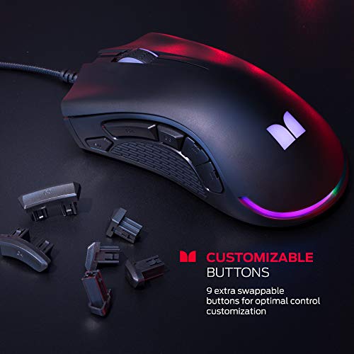 Monster Alpha 9.0 RGB Wired Gaming Mouse, Customizable Buttons
