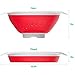 Vremi 5 Quart Collapsible Colander - BPA Free Silicone Food Strainer with Plastic Handles - Heavy Duty Foldable Heat Resistant Pasta and Veggies Kitchen Drainer Steam Basket - Dishwasher Safe - Red