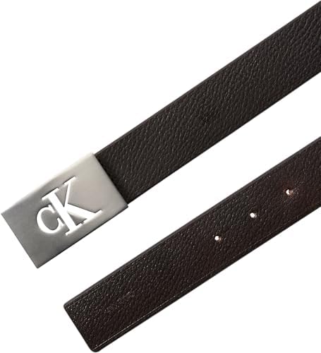 Uomo Cintura Mono Plaque Chiusura con Placchetta, Marrone (Ck Dark Brown/Pewter), 115 cm