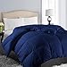 EASELAND All Season Queen Size Soft Quilted Down Alternative Comforter Reversible Duvet Insert with Corner Tabs,Winter Summer Warm Fluffy,Navy,88x88 inches