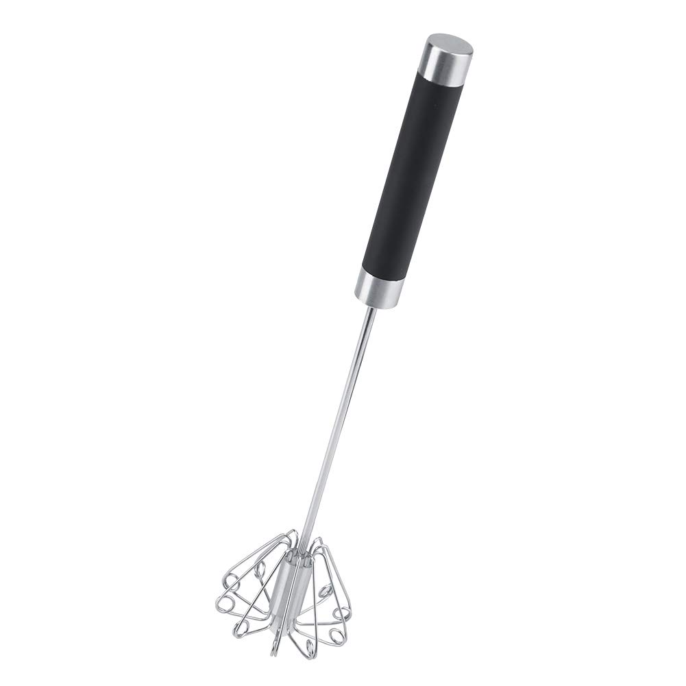 Whisk Egg Beater, Stainless Steel Anti-rust Durable Rotatable Manual Rotating Eggbeater Hand-Push Mixer for Making Cream