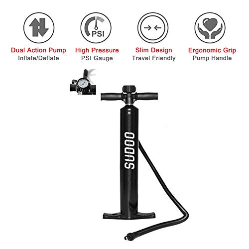 Inflatable SUP Stand Up Paddle Board Paddle(6 in Thick) Universal Accessories Wide Stance w/Bottom Fin for Paddling and Surf Control | Non-Slip Deck | Adjustable Paddle | Hand Pump w/Pressure Guage