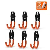 CoolYeah Steel Garage Storage Utility Double Hooks, Heavy Duty for Organizing Power Tools, Small J Hooks(Pack of 6, 4.7 × 1.9 × 2.5 inches)
