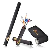 Homey Marketing Cable Management Sleeve Set-With Velcro & Zippers-Adjustable 80cm Black & White Cable Organizer-Neoprene Flexible Cord Cover Holder-For Home & Office-TV/Computer/Home Theater Etc.