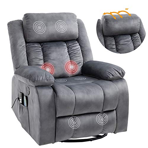 Mecor Massage Recliner Chair w/Adjustable Headrest Flannelette Rocker