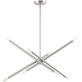 Livex Lighting 8 Light Brushed Nickel Linear Chandelier, 12 x 31.5 x 48