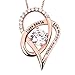 Sterling Silver I Love You to The Moon and Back Cubic Zirconia Necklace Heart Pendant