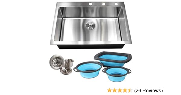 33 Inch Drop In Topmount Stainless Steel Kitchen Sink Package 16