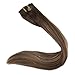Full Shine 18 inch 9Pcs 120gram Double Weft Clip in Human Hair Extensions Balayage Ombre Remy Hair Color #4 Medium Brown Fading to #24 Highlighted Color #4 Extensions Clip