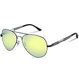 DUCO Aviator Style Polarized Sunglasses For Outdoor Sports Fishing Golf 3026 (Gunmetal/Yellow Revo, 60)