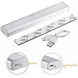 Ammiy Rechargeable Motion-Sensing LED Strip Nightlight with 3 Modes On-Off-Auto, White