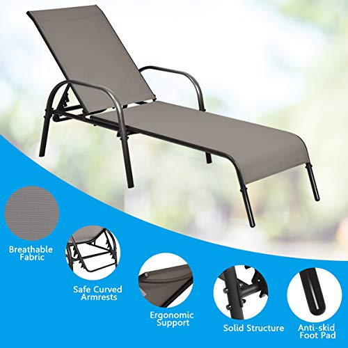 Giantex Adjustable Patio Chaise Lounge, Outdoor Folding Lounge Recliner
