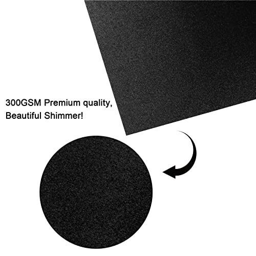 YINUOYOUJIA Black Glitter Cardstock Paper 12 Sheets 12" x 12