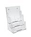 Premium Magazine Rack Brochure Holder Wall Mount or Counter Top 9-Inch with 3 Tier Organizer, Clear