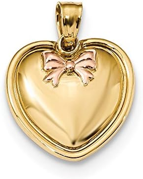 14k Yellow Gold Two-tone Moveable Heart I LOVE YOU Charm Pendant