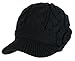 J-Fashion Women's Cable Knitted Double Layer Visor Beanie Hats with Hair Tie