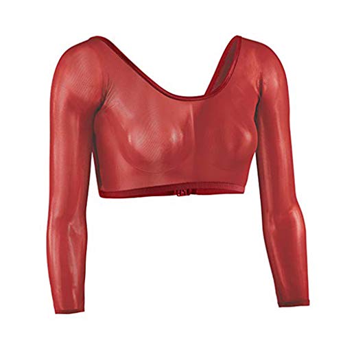 Pocciol Inside Bottoming Tops,Women Both Side Wear Sheer Plus Size Seamless Arm Shaper Crop Top Shirt Blouses