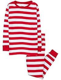 Kids Christmas Pajamas Boys Girls & Toddler Pajamas Red White Green 2 Piece Pjs Set 100% Cotton (12 Months-14 Years)