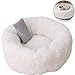 TINTON LIFE Luxury Plush Pet Bed with Pillow for Cats Small Dogs Round Donut Cuddler Oval Cozy Self-Warming Cat Bed for Improved Sleep, White Mthumb 1