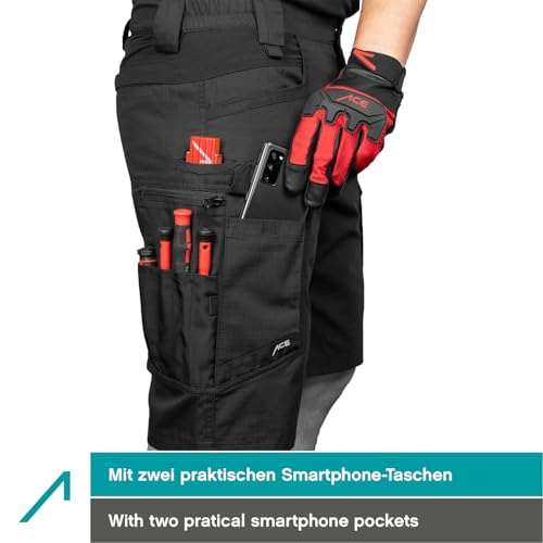 ACE Constructor Men's Work Trousers Short - Men's Work Trousers with Cargo Pockets & Stretch Waistband for Summer