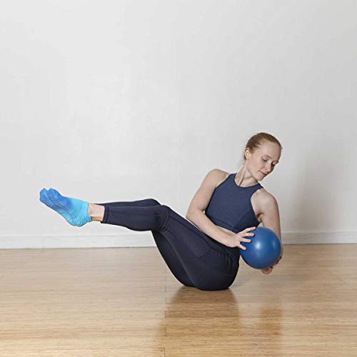 Great Soles Women's Ombre Dyed Grip Socks for Yoga, Pilates, and Barre Caribbean Blue SM 6-10