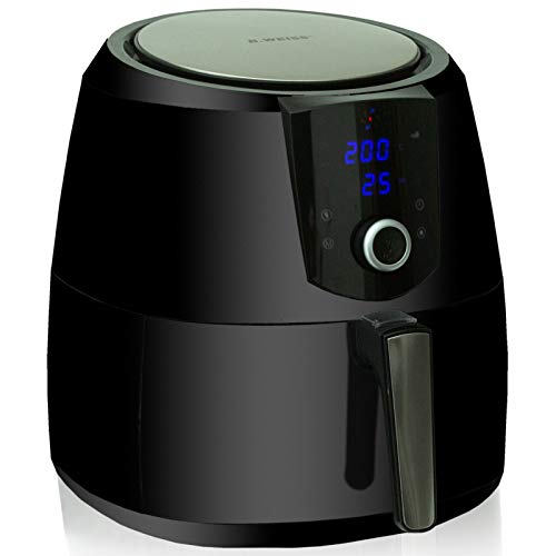 Click Here to See More Images Air Fryer XL 8-in-1 By B.WEISS, (5.5 QT) Family Size Huge capacity,1800W power,With Airfryer accessories; PIZZA Pan, (50 Recipes Cook Book),Toaster rack, Cooking Divider.