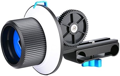 Annsm Camera Follow Focus with Adjustable/Wide Range Gear Ring Belt for DSLR Cameras Camcorder Video Cameras, Fits with Shoulder Supports, Movie Rigs Stablilizers, Cages Rig with 15mm Std Rail Rods
