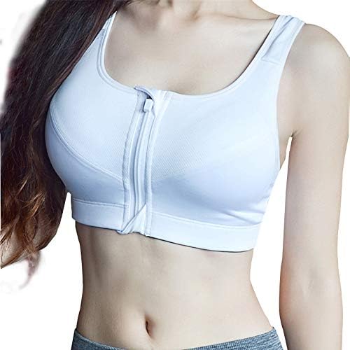ILUFAM Sports Bra Post Surgery Bra Zip Front Wireless with Removable Pads Yoga Bra for Workout Fitness