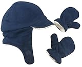 N'Ice Caps Boy Sherpa Lined Fleece Brim Flap Hat and Mitten Set