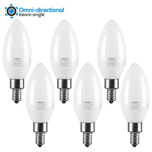 TORCHSTAR Dimmable E12 LED Candelabra Bulb, C11/B11 Milky Chandelier