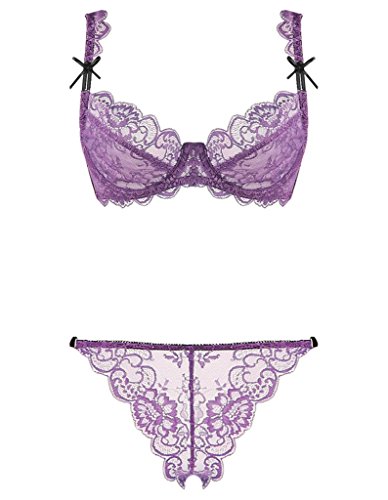 Burvogue women  s lace sheer see through underwire bra …