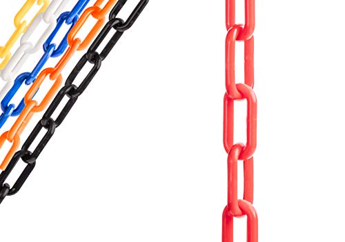 US Weight (Made in USA) 2″ x 500′, Red Plastic Safety Chain w/SunShield UV Resistant Technology