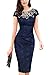 LECHEERS Women's Elegant Embroidered Pencil Cocktail Evening Bodycon Dress