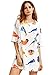 ROMWE Women's Summer Cute Birds Print Short Sleeve Loose Tunic Top Dress