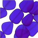 Cultured Sea Glass Flat Freeform Beads 18-28mm - Cobalt Blue (5 Piece Strand)