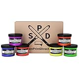 Ecotex Ink Color KIT - Primary Plastisol Ink and Fluorescent Ink for Screen Printing 6 Colors - 8 Oz Bottles (Fluorescent)