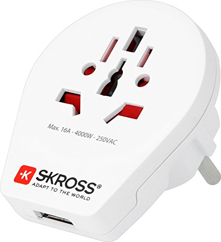 Skross world to europe usb travel adaptor, white