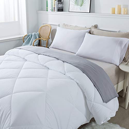 KASENTEX Reversible Comforter Set 2 Solid Color Plush Down Alternative Fluffy, Ultra Soft